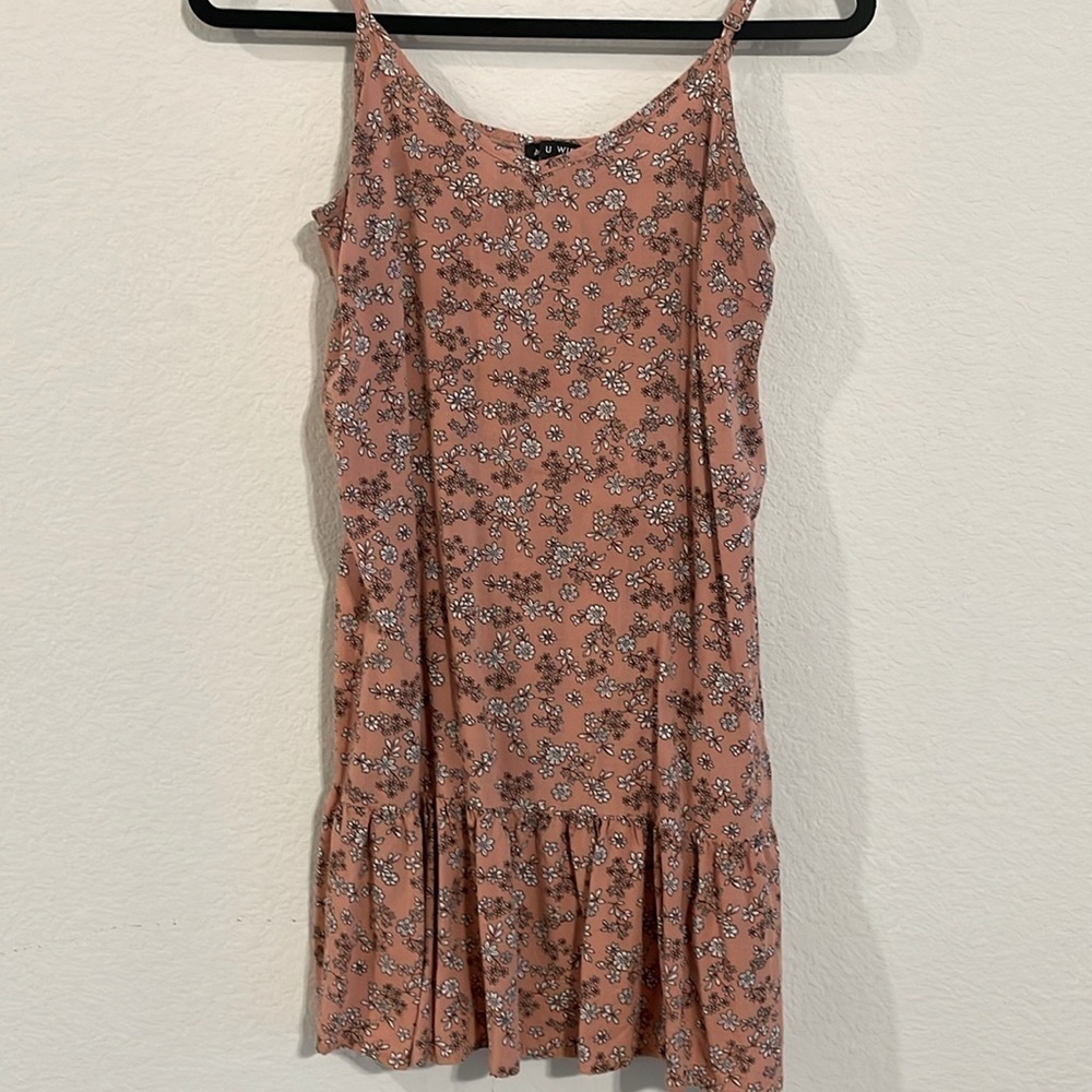 As U Wish Women Mini Dress Large Pink Floral Contemporary Preppy Coastal Cowgirl